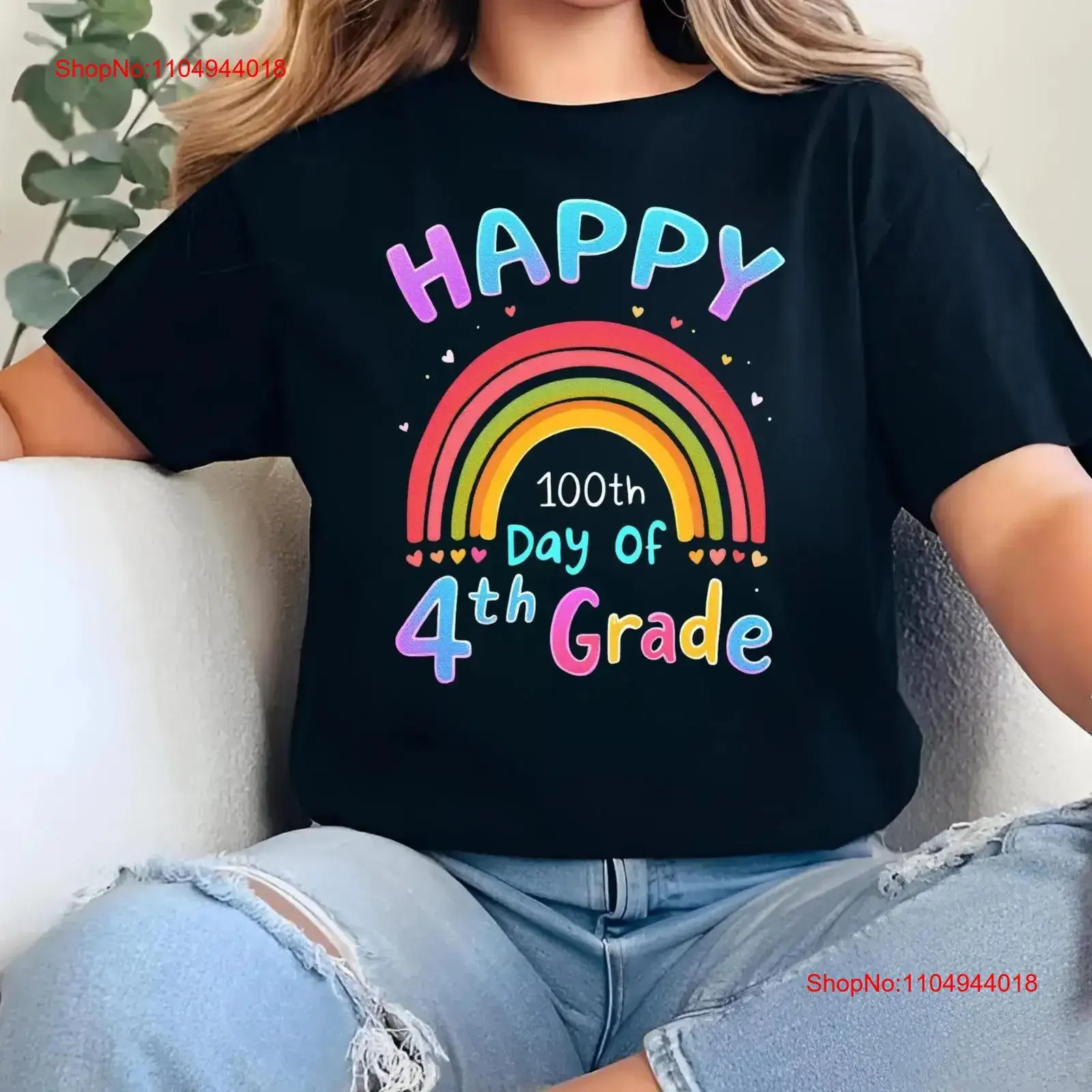 

Футболка Happy 100 Days of School Smarter 100th Day Teacher Rainbow StudenT, винтажный стираный топ для повседневной носки с графикой