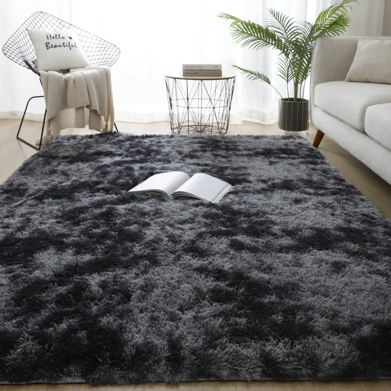 Fluffy Shaggy Carpet  Soft Plush Grey Rug Gradient Non-Slip Fuzzy Floor Mat For Bedroom Living Room Kids Room Nursery Home Decor