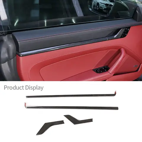 For Porsche 911 992 2019-2023 Real Carbon Fiber Car Interior Decorative Door Panel Sticker Cover Moulding Trim Accessories