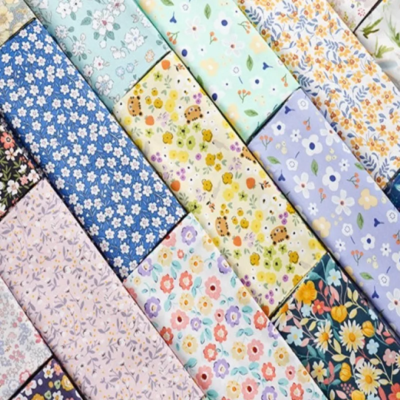 

160x50cm Classics Pastoral Floral Poplin Cotton Fabric DIY Children's Wear Cloth Make Bedding Quilt Decoration Home Sewing Cloth