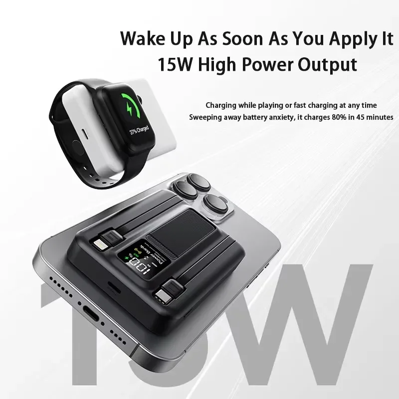 20000mAh 15W Bezprzewodowy magnetyczny power bank 22,5W Szybkie ładowanie Zewnętrzna bateria do Apple Watch AirPods iPhone Samsung Powerbank