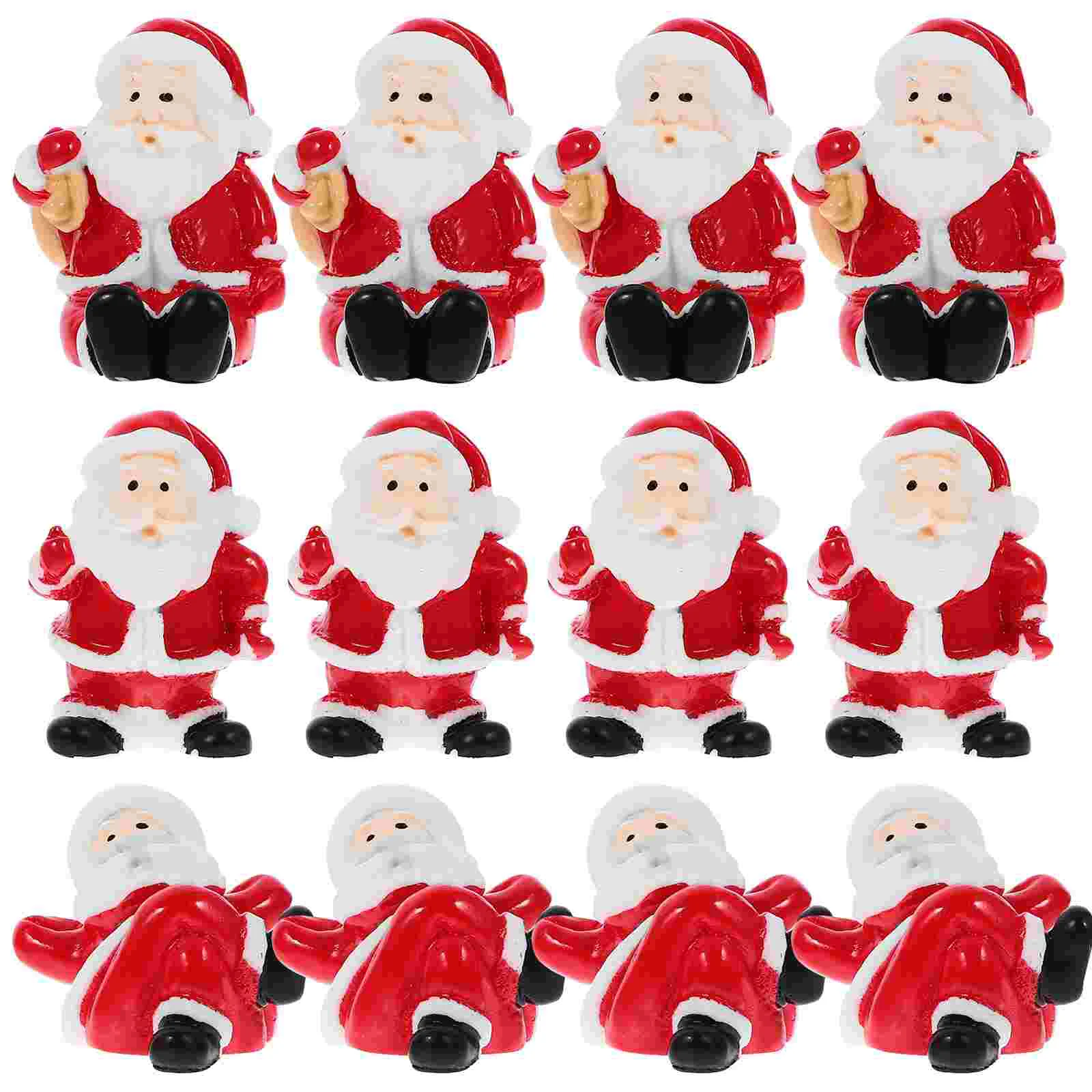 

12 Pcs Santa Claus Ornament Birth Decoration Figurine Clause Ornaments Miniature Christmas Figurines Craft Miniatures Decorate