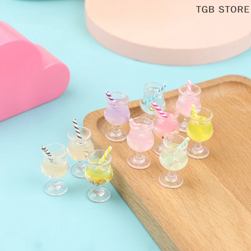 Mini taza de jugo en miniatura para casa de muñecas, 2 piezas, 1/12, bebidas de cóctel, juguete para casa de muñecas