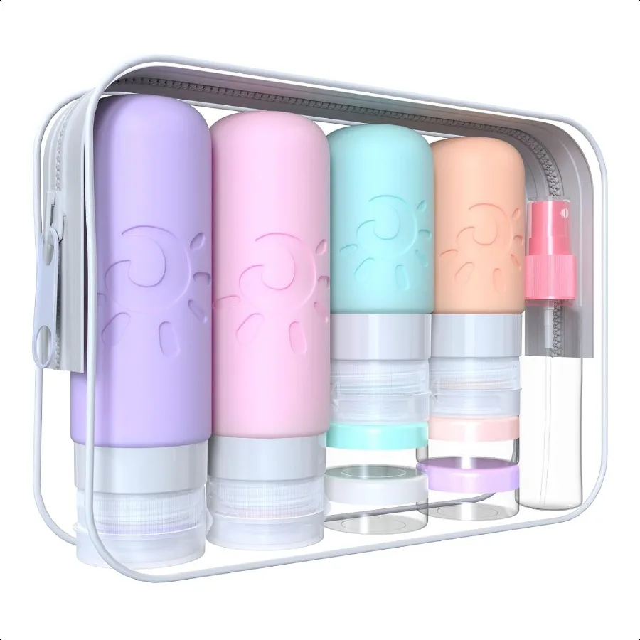 

18 Pack travel Bottles for Toiletries TSA Approved Silicone Travel Containers Leak Proof Refillable Travel Accessories for Sham