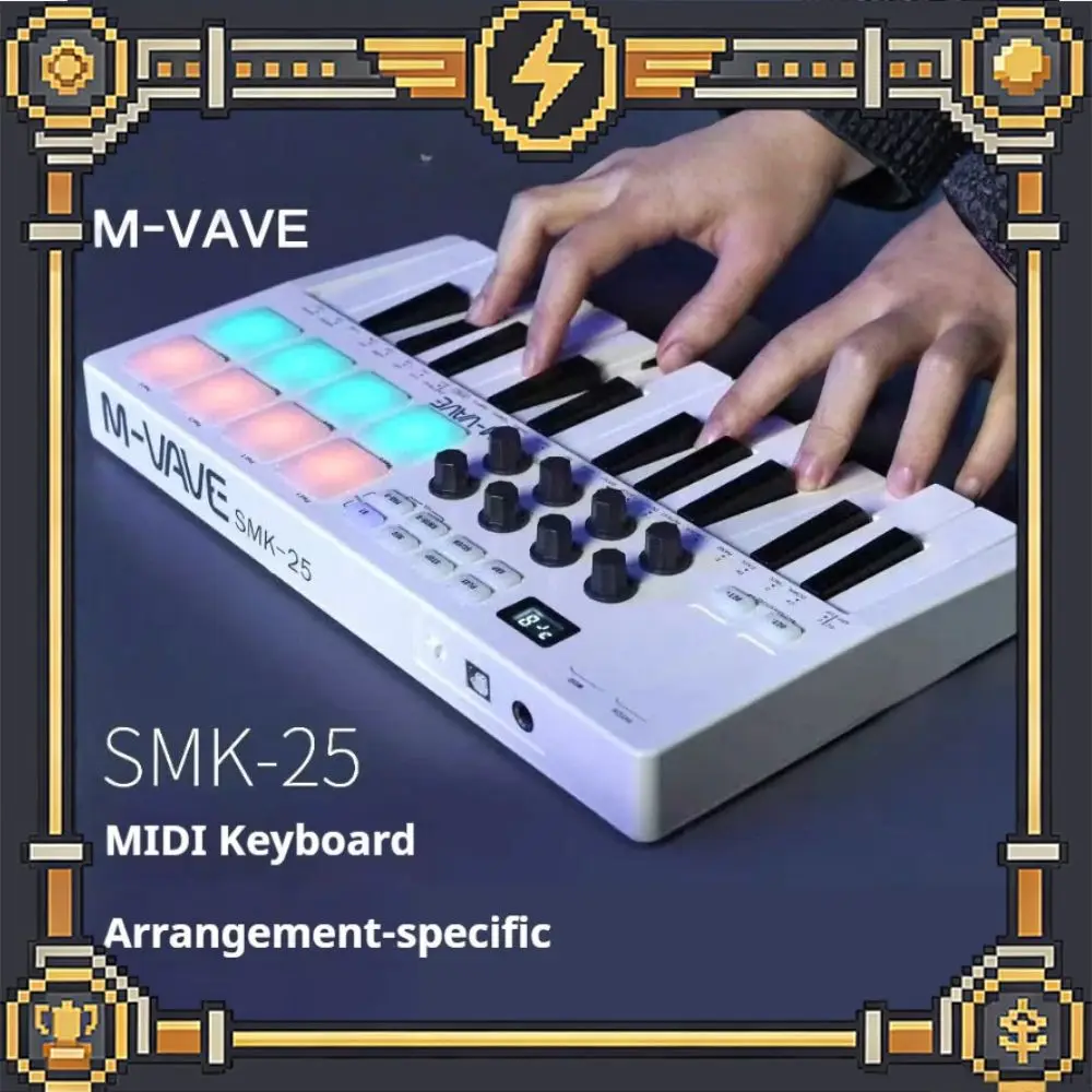 M-VAVE 25-Key MIDI Control Keyboard SMK-25 Bluetooth Wireless Keyboard MIDI Portable Keyboard MIDI Controller Rechargeable Music