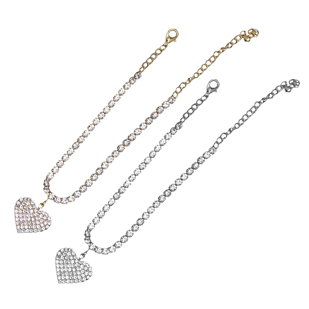 

2Pcs Rhinestone Ankle Chains Heart Foot Jewelry Fashionable Anklets Valentine's Day Party Female Anklet Female Anklet