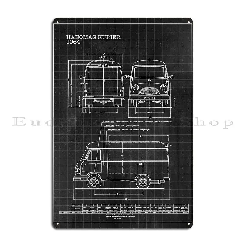 Blueprint Hanomag Kurier Metal Plaque Create Vintage Decoration Printing Wall Plaque Tin Sign Poster