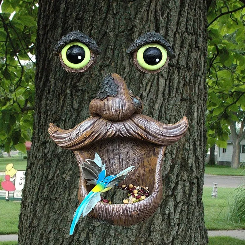 

Whimsical Tree Face Bird Feeder Handmade Resin Garden Decor Outdoor Funny Sculpture Unique Yard Ornament Gift for Nature Lovers