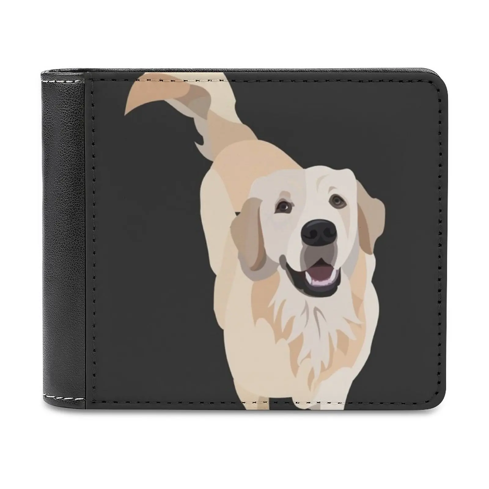 

Черный кожаный кошелек Golden Retriever Doggo, мужской кошелек, персонализированный кошелек своими руками, подарок на день отца, Golden Retriever Doggo Doggo