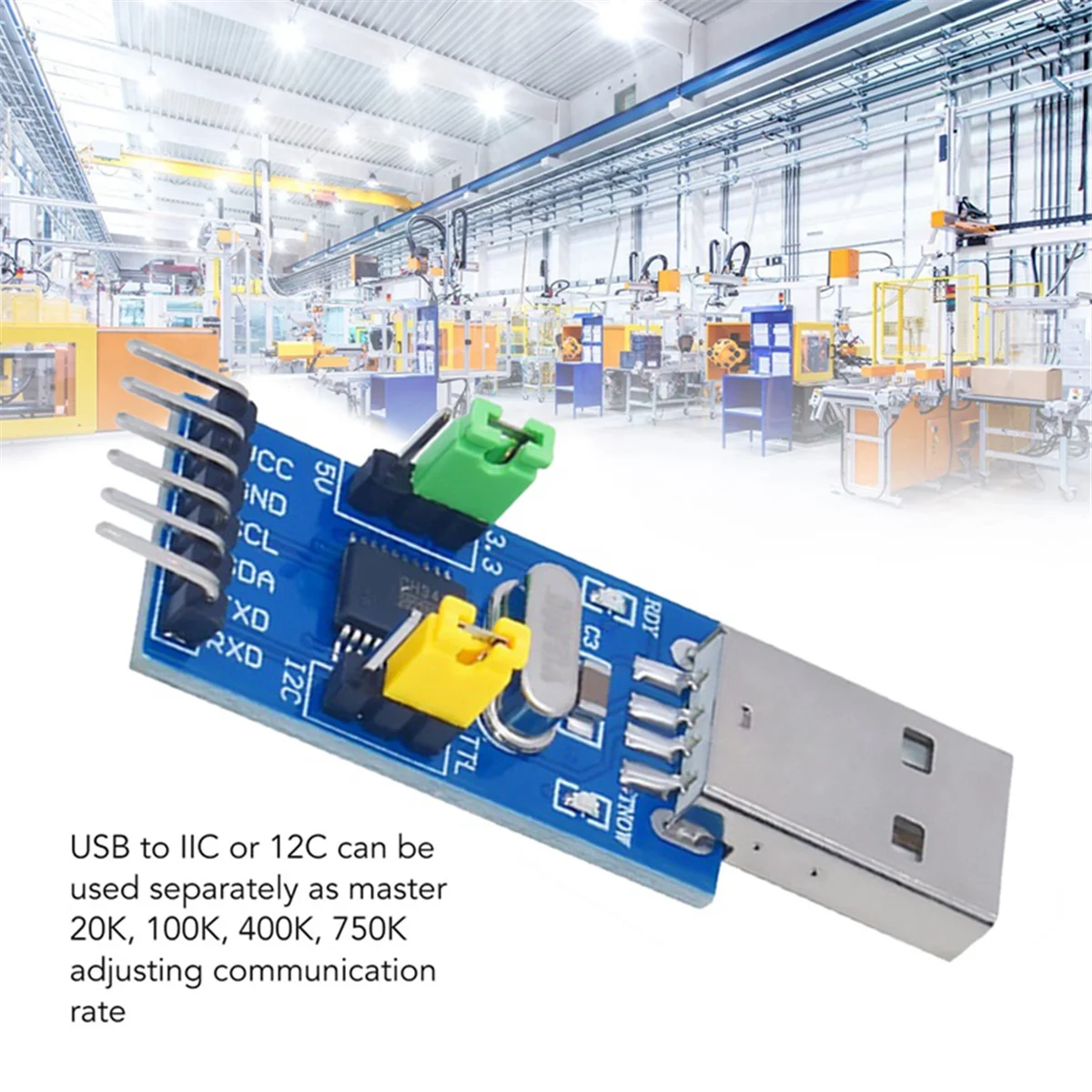 Modul adaptor USB ke IIC, komponen elektronik modul adaptor konverter USB ke IIC I2C UART