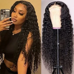 Geeta Transparent Lace Wig 13x6 Human Hair Curly Wigs 30 32 Inch Deep Wave Frontal Wig Pre Plucked 13x4 Lace Front Wig For Women