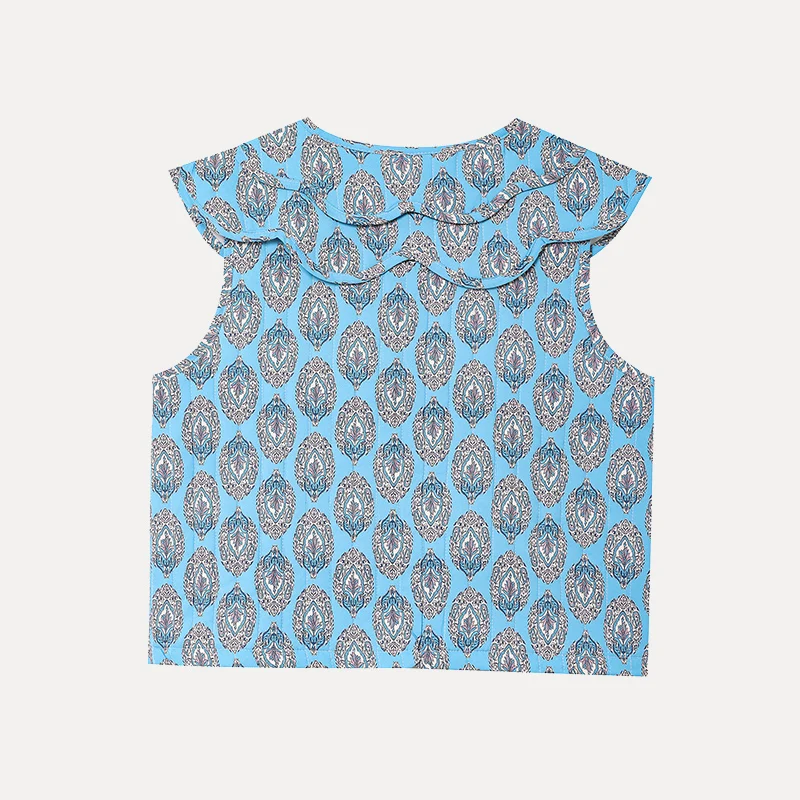 

Spring 2025 Women's Faion Printed Cotton Vest Street Sle Polyester Fiber Regular Length Versatile Ele New Arrival