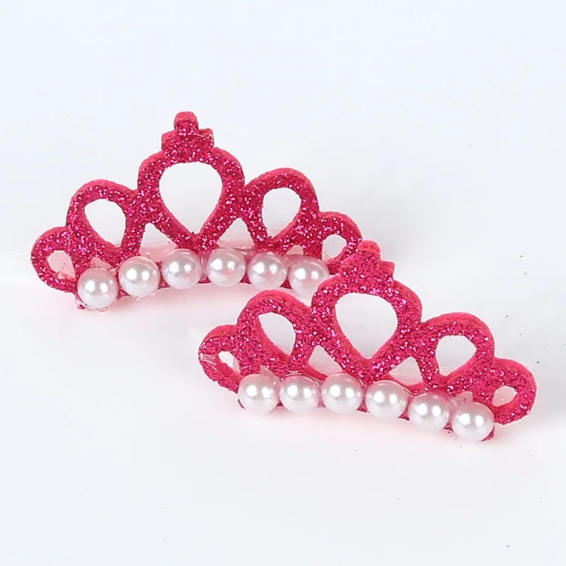 1PC Cute Pet Dog Hair Clips Small Dogs Faux Pearl Crown Shape Bows Hair Clips Cat Hair Grooming Headdress Pet Accessoires