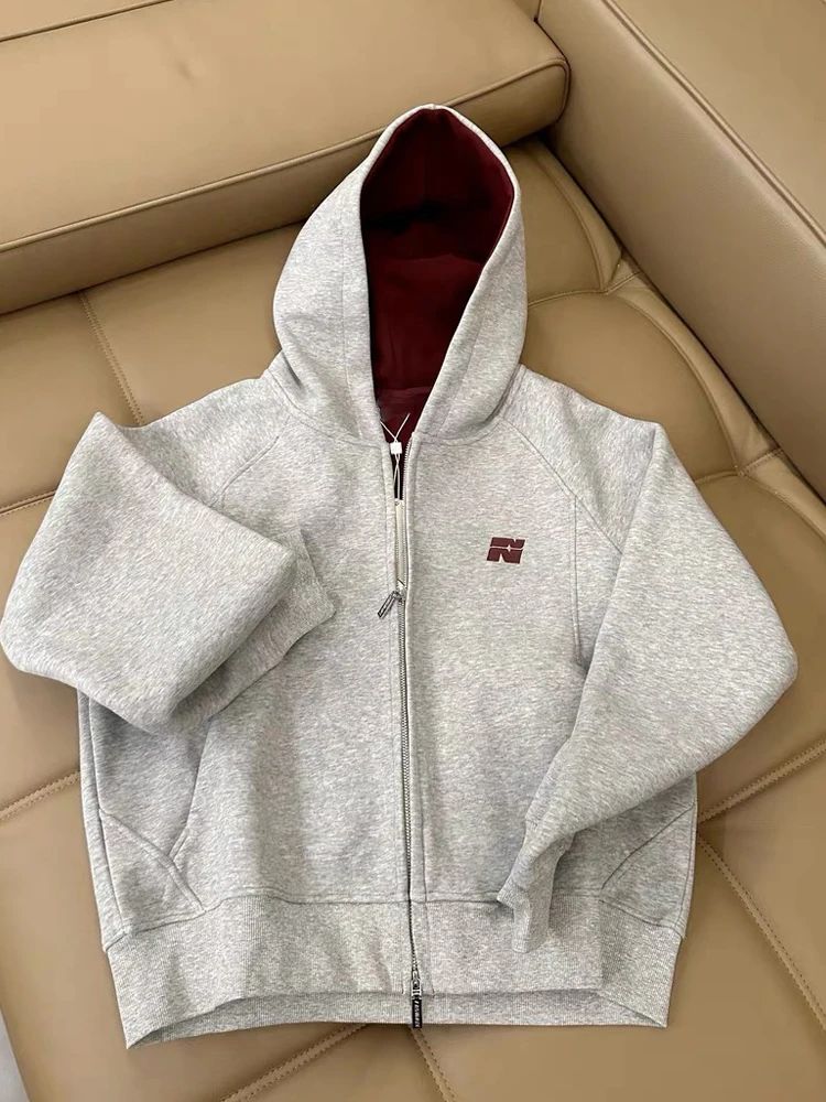 

Кардиган-худи с двойной молнией, в стиле колор-блок, для весны и осени, повседневная молодежная модная одежда, из смесового полиэстера и хлопка, с длинными рукавами