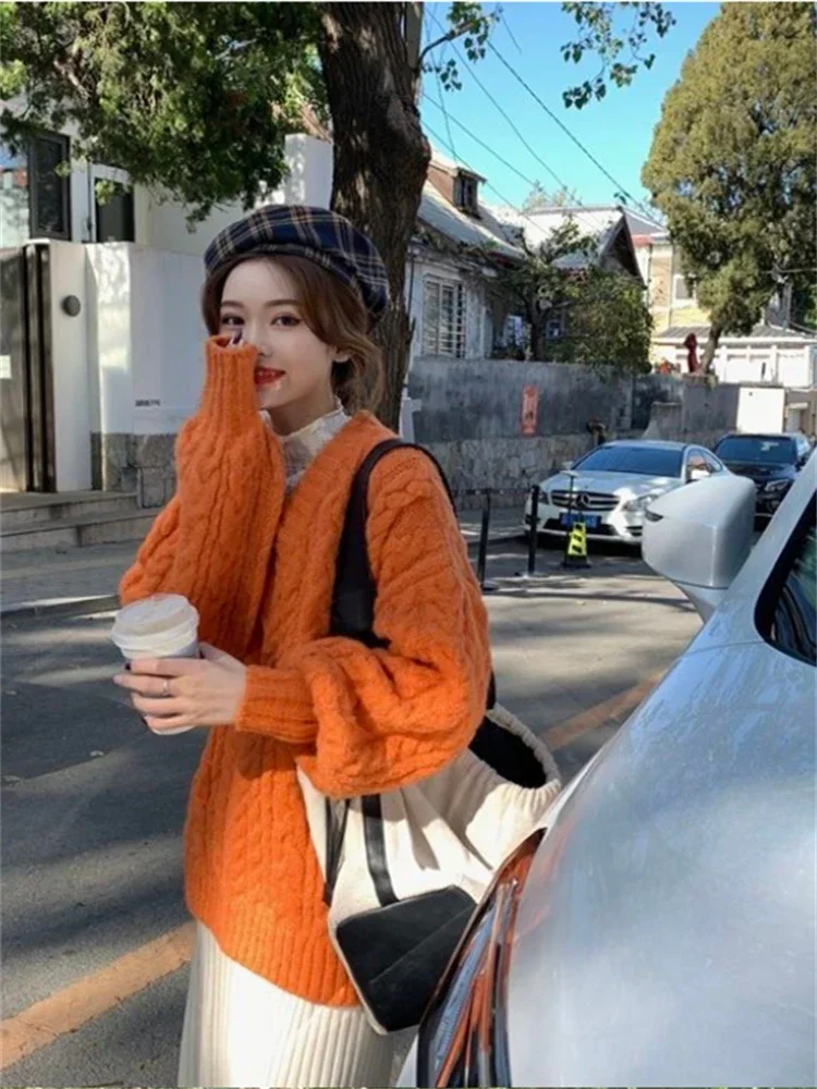 Winter Women Sweater Women Clothing Knitted Loose Sweater Wool Oversize Pullover Woman Sweaters Girls Thick Long Sleeve Top Tarf