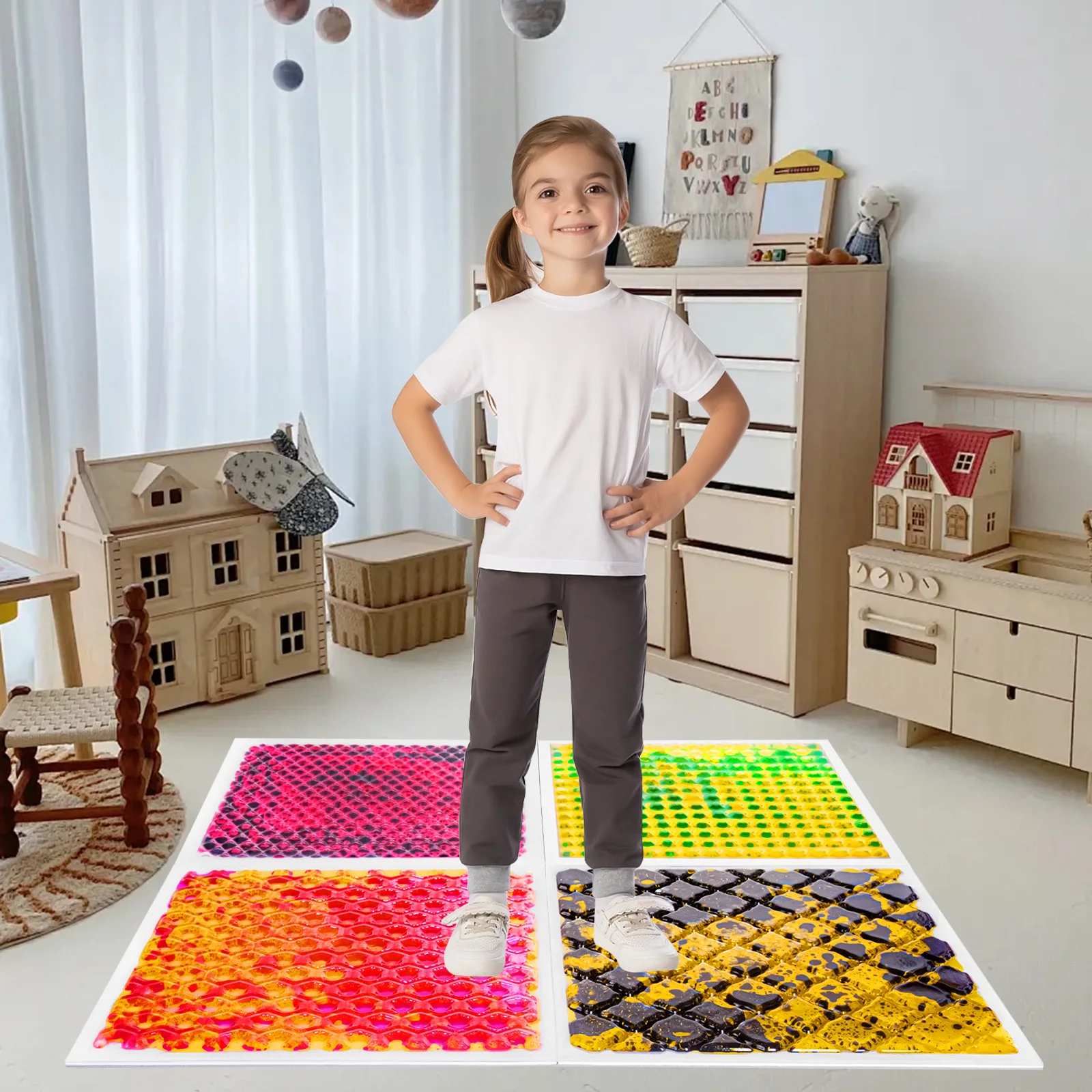 سجادة ألعاب حسية للأطفال المصابين بالتوحد، ألعاب حسية تعمل باللمس في منطقة لعب الأطفال، سجادة لعب علاجية تعليمية للأطفال #1