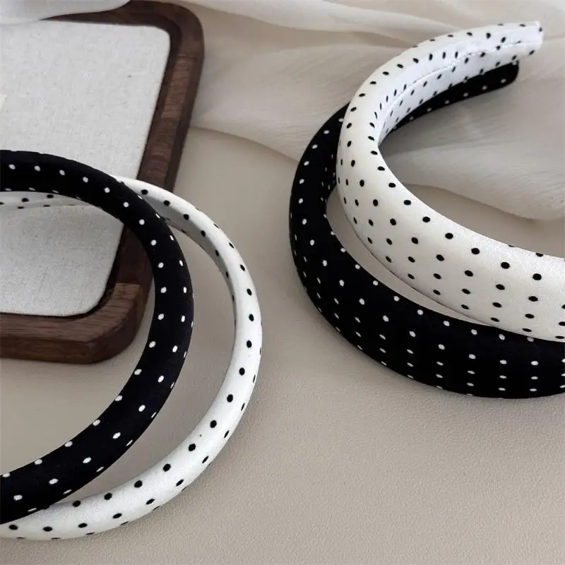 Modische, gepolsterte, dicke Stirnbänder mit mehrfarbigem Polka-Dot-Design für Frauen – Detail 9