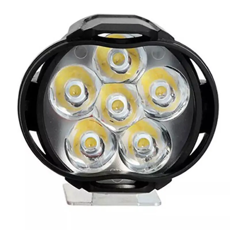 Faro LED blanco para motocicleta, foco de trabajo superbrillante con interruptor para detección auxiliar automotriz, 6 LED, 1 unidad