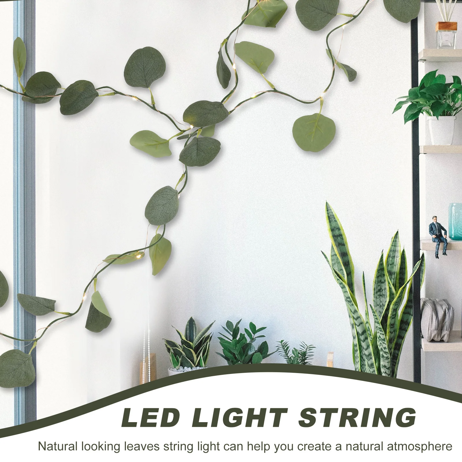 

20 Led String Eucalyptus Leaves Greenery Vine Lamp Decorative For Wedding Party Bedroom String Light Decoration Eucalyptus