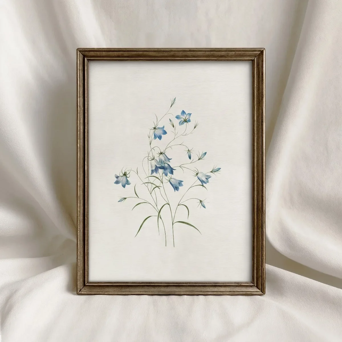 Blue Wildflower Botanical Minimalism Floral Canvas Painting Wall Art Poster Print for Living Room Home Decor
