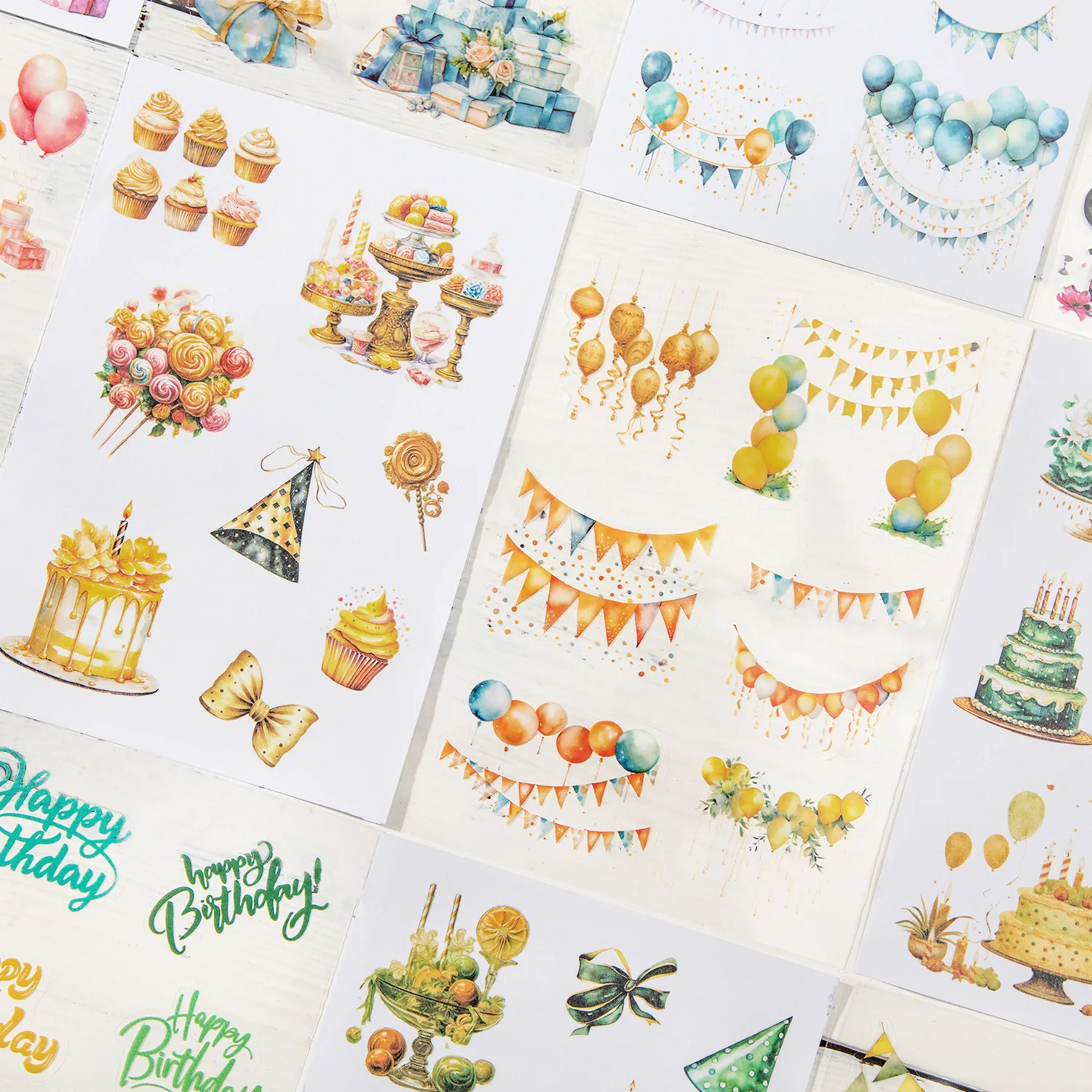 20 Sheets Party atmosphere Stickers Creativity  Decorative Stick Labels Scrapbooking Diary Album Junk Journal Supplies
