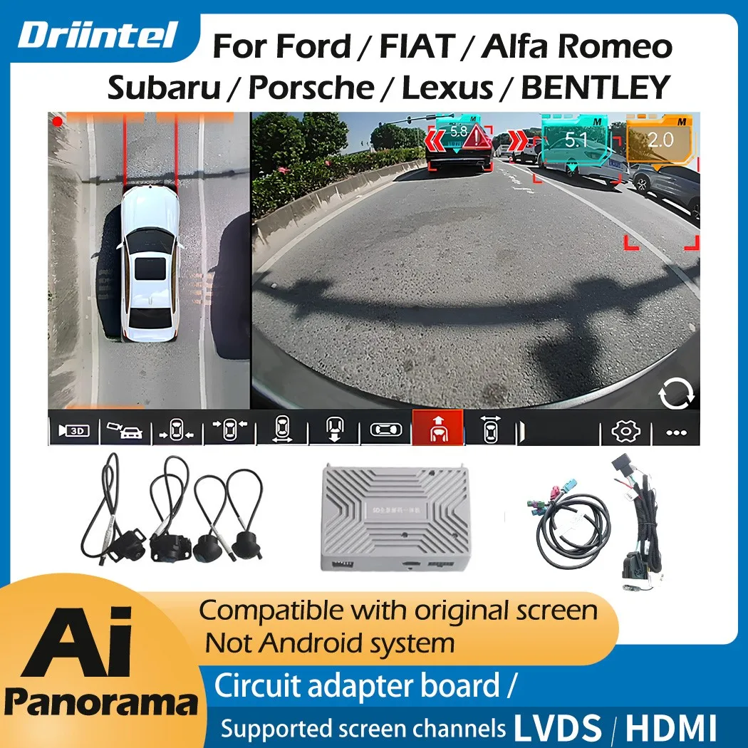 For Lexus TOYOTA Highlander Tundra Crown Corolla CROSS RAV4 PHEV Prado Prius 1080P Around View 360° Panorama System 3D Camera