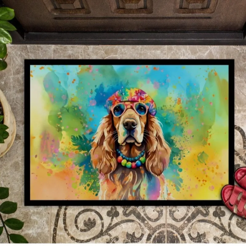 

Vibrant Hippie Cocker Spaniel Doormat 18Hx27W Non-Slip Washable Indoor Outdoor Entryway Rug