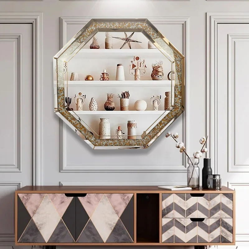 

European-style light luxury broken diamond glass mirror, toilet, hotel bathroom cabinet, mirror, living room, entrance, makeup m