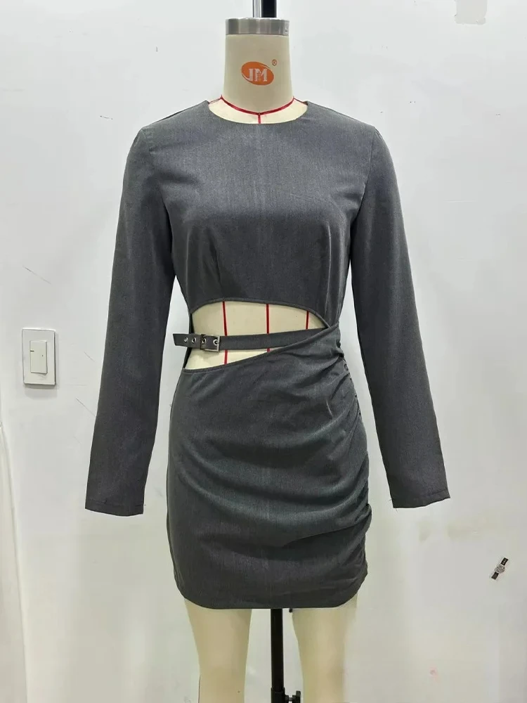 ชุดเดรสผู้หญิง KONDALA สไตล์เซ็กซี่เก๋ไก๋ ดีไซน์เว้าช่วงเอว คอทรงโอ พร้อมซิป ชุดมินิเดรสแฟชั่น ฤดูใบไม้ผลิ/ฤดูร้อน 2025 สไตล์โบฮีเมียน สำหรับงานปาร์ตี้