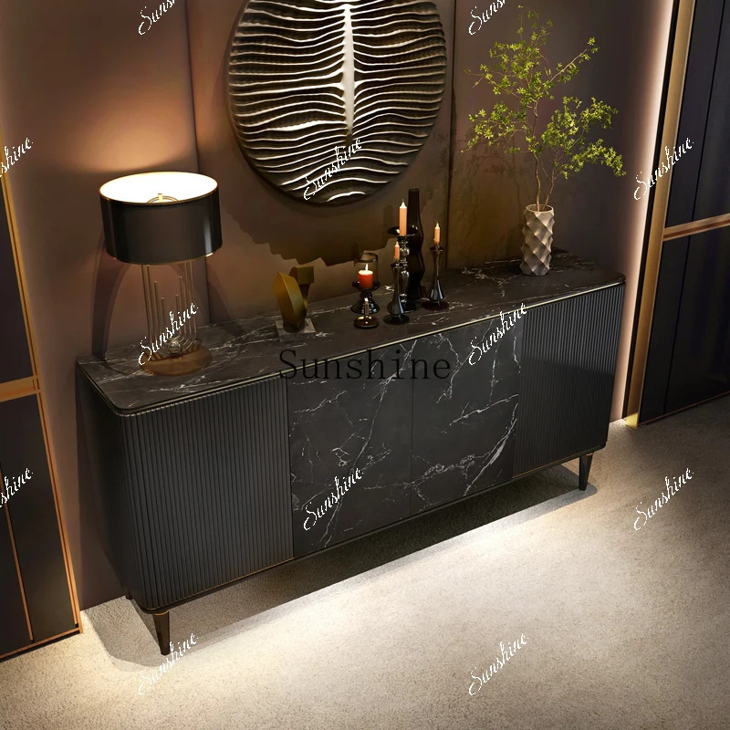 Light luxury retro style villa living room high sense black locker  FT