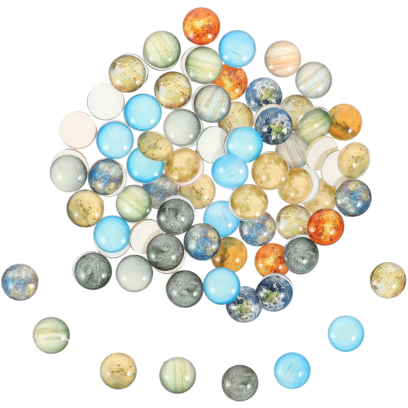 

100Pcs Premium Glass Dome Gems DIY Pattern Patches for Jewelry Making Crafts Home Decor Planet Themed Accessory Kit