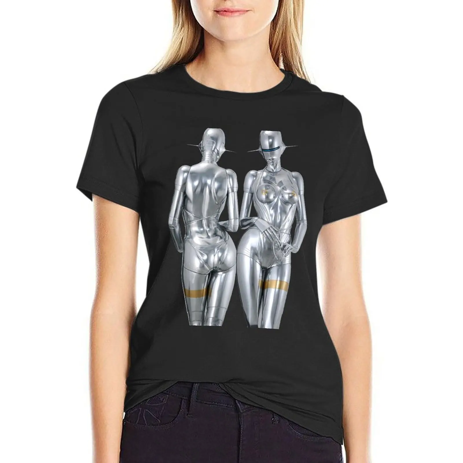 Robot Twins T-Shirt summer top funny new edition t shirts for Women