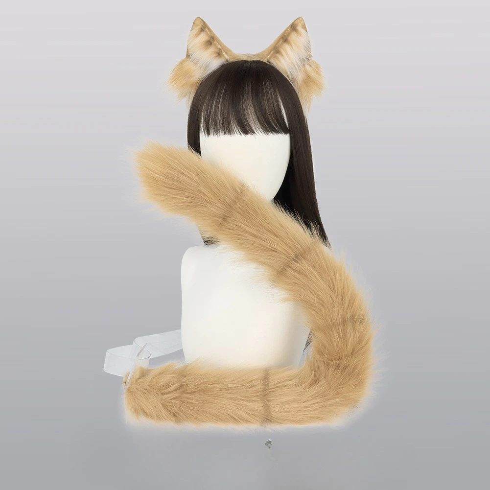 Diadema con orejas de gato maldita de gato naranja de peluche, conjunto de cola de gato, orejas de animales bonitas, cola de bestia, accesorios para espectáculo de cómic