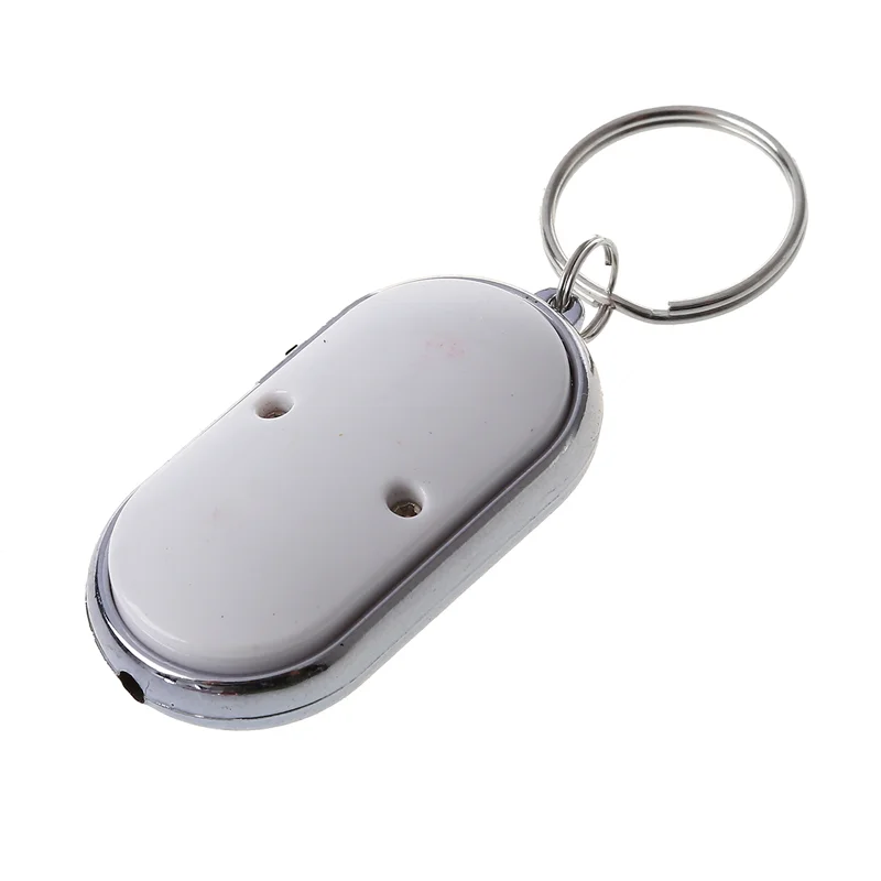 B04B-12Pcs Whistle Lost Key Finder Flashing Beeping Locator Remote Keychain LED Ring