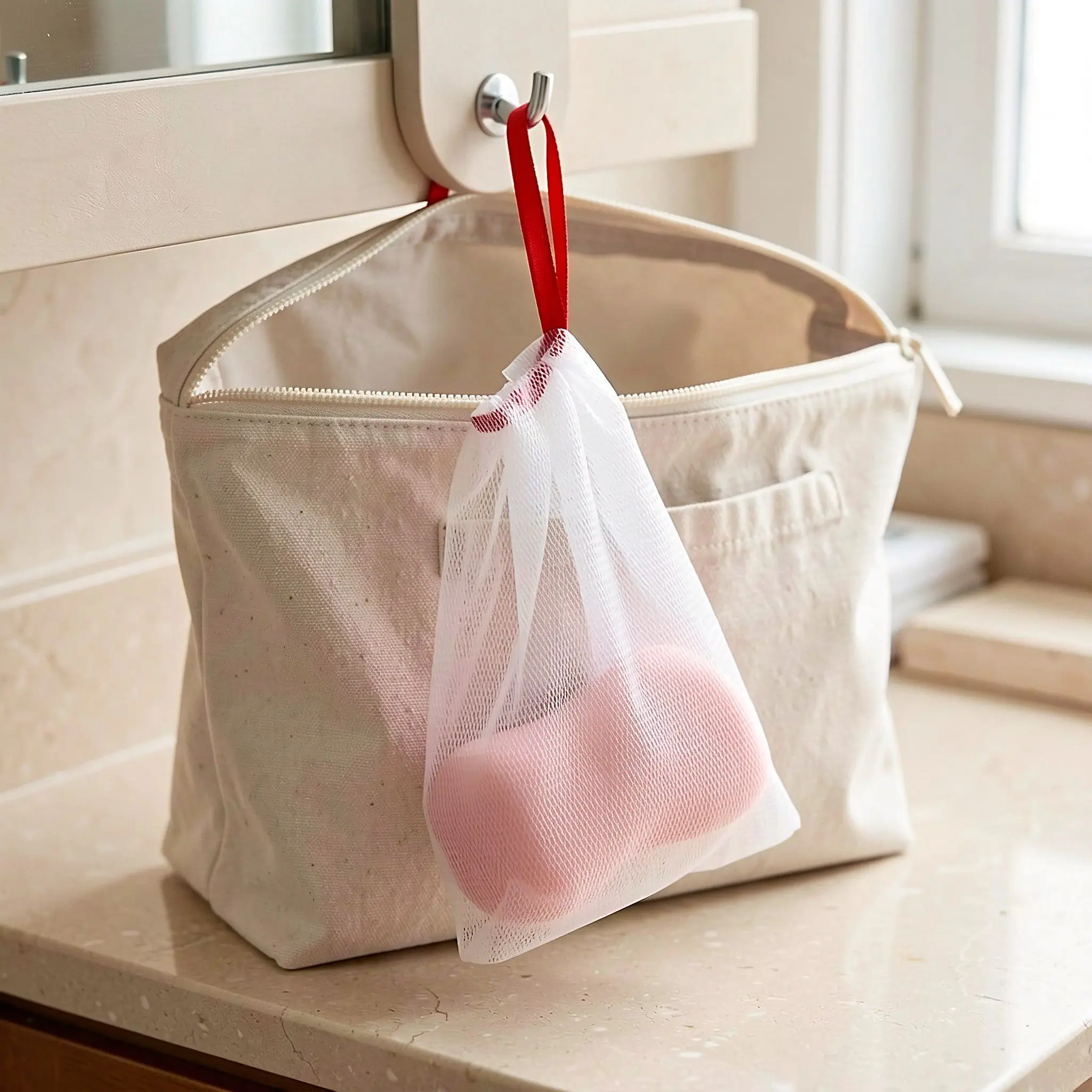 20Pcs Net Soap Mesh Pouch High Absorption Soap Saver Mesh Bag Facial Body Cleanse Quick Foaming Netting