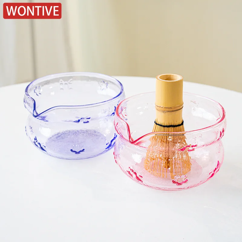 

Pink and Purple Glass Matcha Matcha Bowl Heat-resistant Kung Fu Tea Set Accessories Ceremonial Matchas Mixing Bowl Kitchen tools