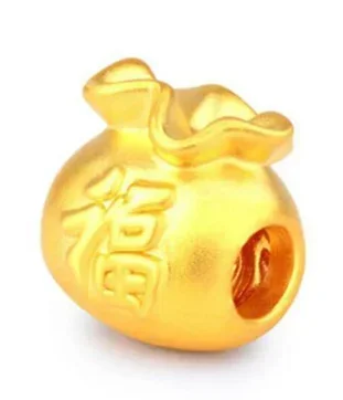 24k pure gold charms fine gold bags  wishes bag  999 real gold accessories for bracelet diy charms