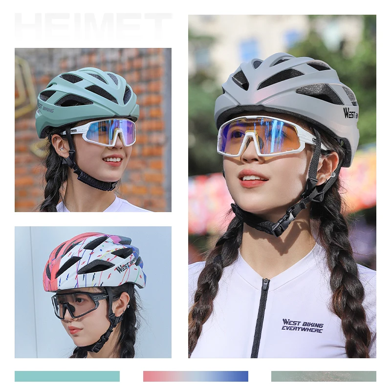 WEST BIKING Women Integrally-molded Helmet Lightweight Comfortable Sports Cycling Helmet Safe Cap Aero Colorful Bicycle Helmet