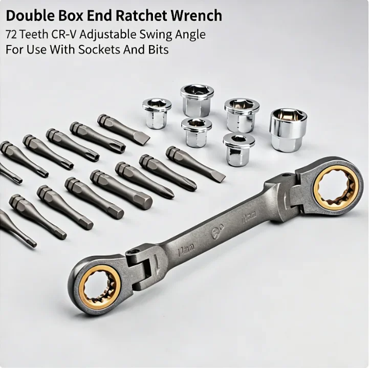 23pcs Multifunctional Ratchet Spanner Set Flexible Head Ratchet Double Box Wrench Socket Screwdriver Bits Auto Repairing Tool