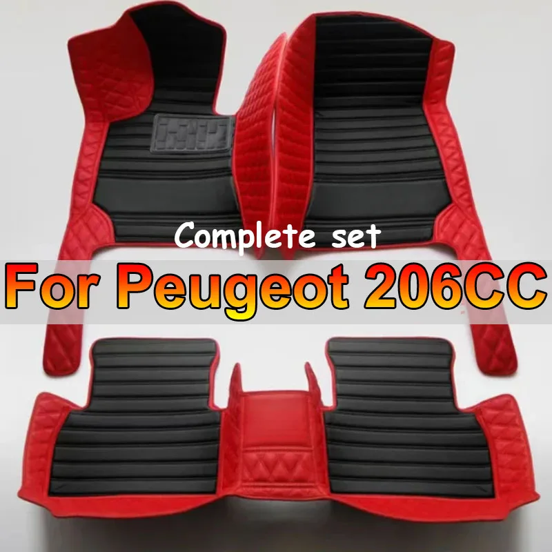 Car Floor Mats For Peugeot 206CC 206 CC T16 2000~2008 Leather Mat Carpets Rugs Protective Pad Set Interior Parts Car Accessories