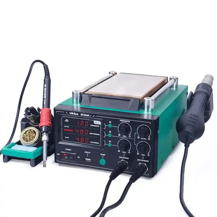 

YIHUA 853AAA-I Basic Version 3 In 1 Digital SMD Soldering Desoldering Hot Air Gun Preheat BGA Rework Soldering Station