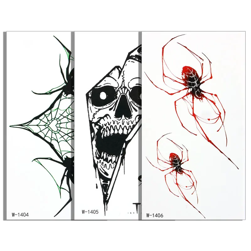 هالوين المؤقتة الوشم ملصق الظلام العنكبوت الهيكل العظمي العقرب مقاوم للماء الوشم ملصق للرجال النساء هيئة الفن الوشم وهمية