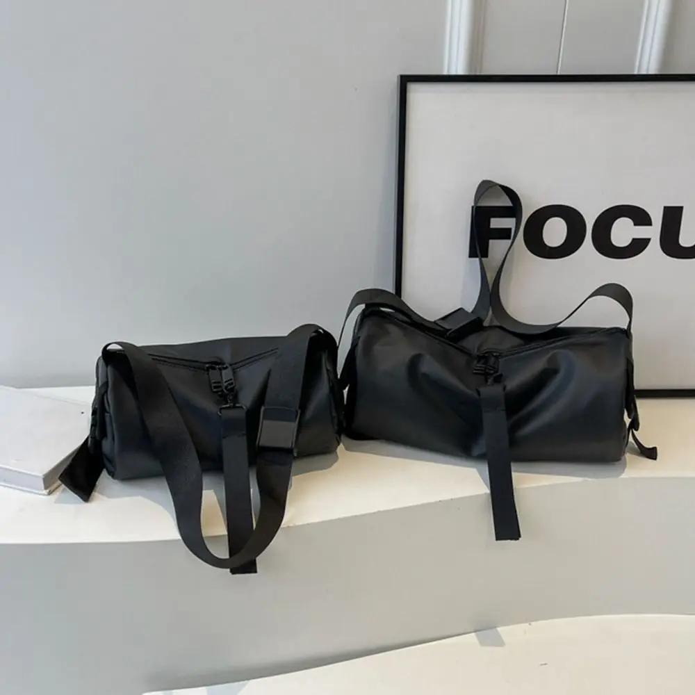 

Цилиндрическая сумка, нейлоновая сумка через плечо, однотонная водонепроницаемая сумка на плечо, большая вместительная дорожная сумка из ткани Оксфорд на короткие расстояния