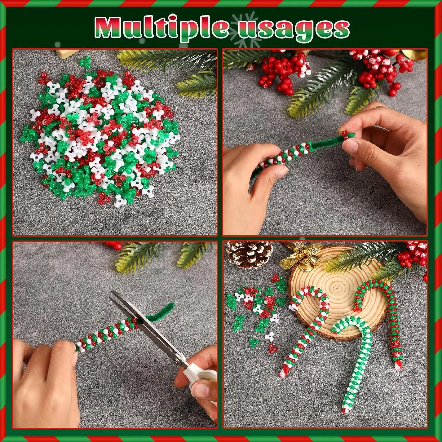 300pcs/lot Christmas Spacer beads for jewelry Making Acrylic Bead Materials DIY Bracelt Necklace