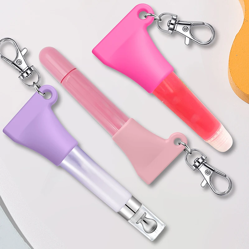 Practical Silicone Keychain Cap Lip Gloss Accessories Portable Durable Holder Keychain Compatible For Lipstick Storage Cap