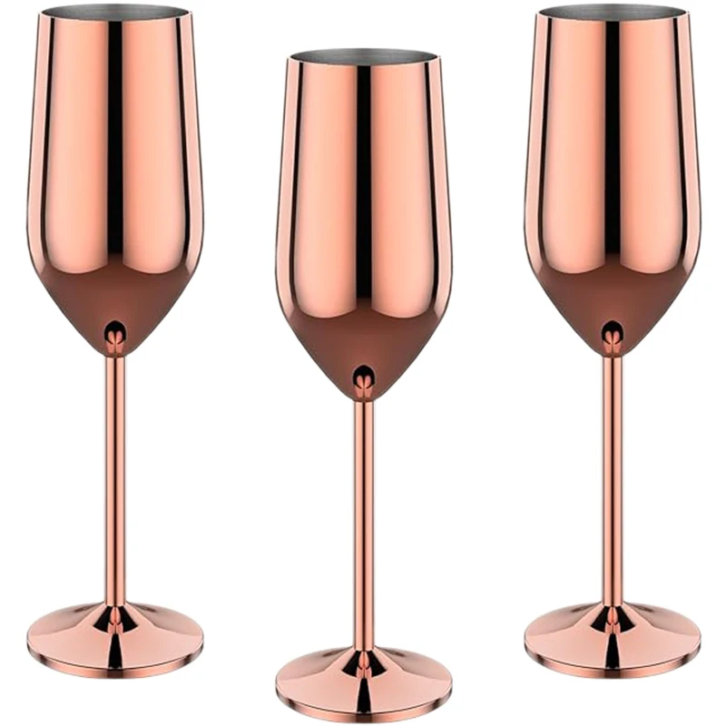 

3PCS Stainless Steel Wine Glass,Champagne Glass, Whiskey Glass Creative Metal Goblet Red Wine Glass, Barrel-Type Drop-Resistant