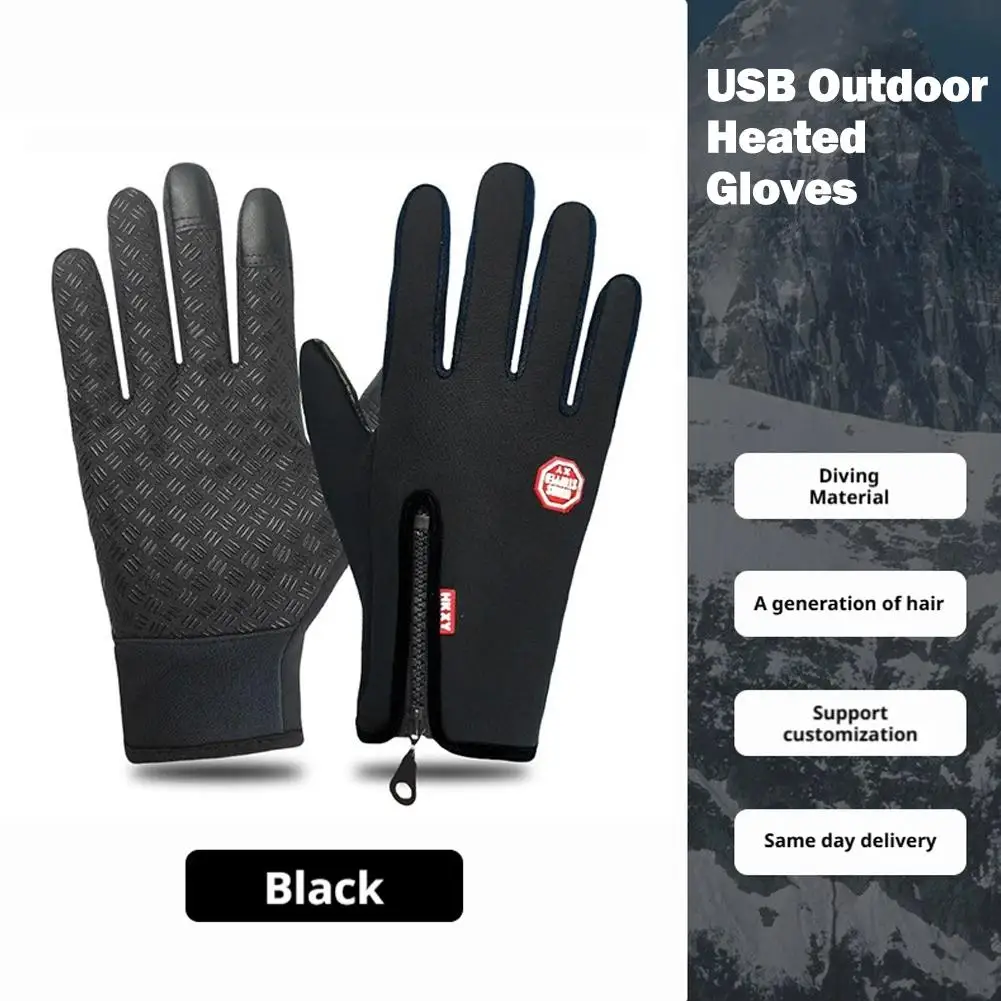 Gants chauffants électriques d'hiver, pour cyclisme en plein air, conduite, écran tactile, antidérapants, pour moto, coupe-vent, résistants au froid, G3Q3