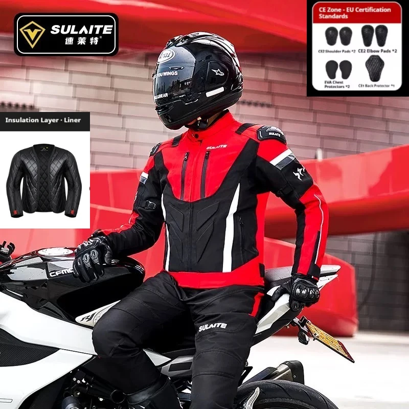 

SULAITE Winter Man Motorcycle Riding Suit Two in One Set Removable Liner Waterproof Windproof Warm Anti Fall for Riding