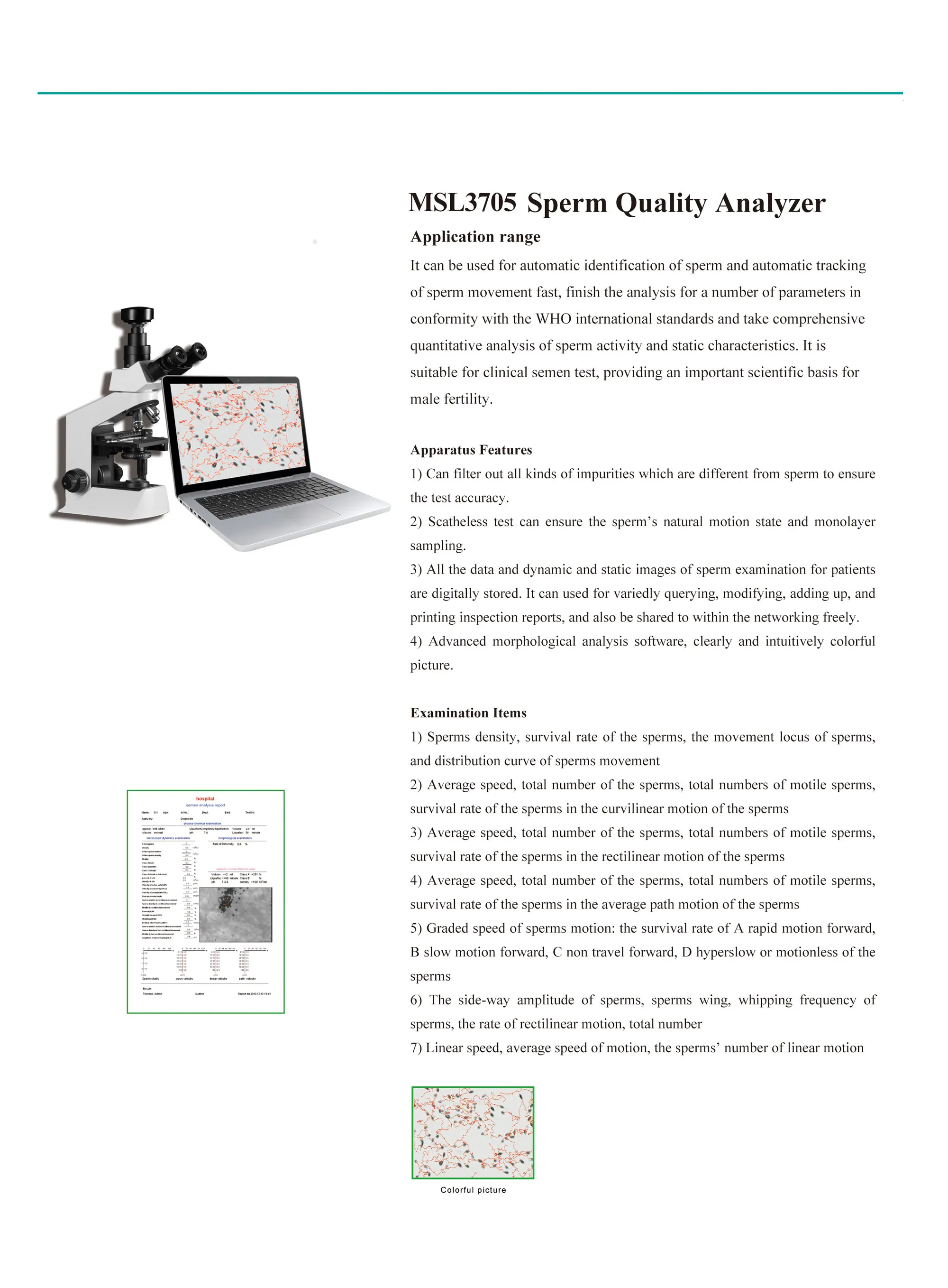 MSL3705 Biological Microscope Clinical Medical Automatic Software Semen Sperm Analyzer For Human And Vet