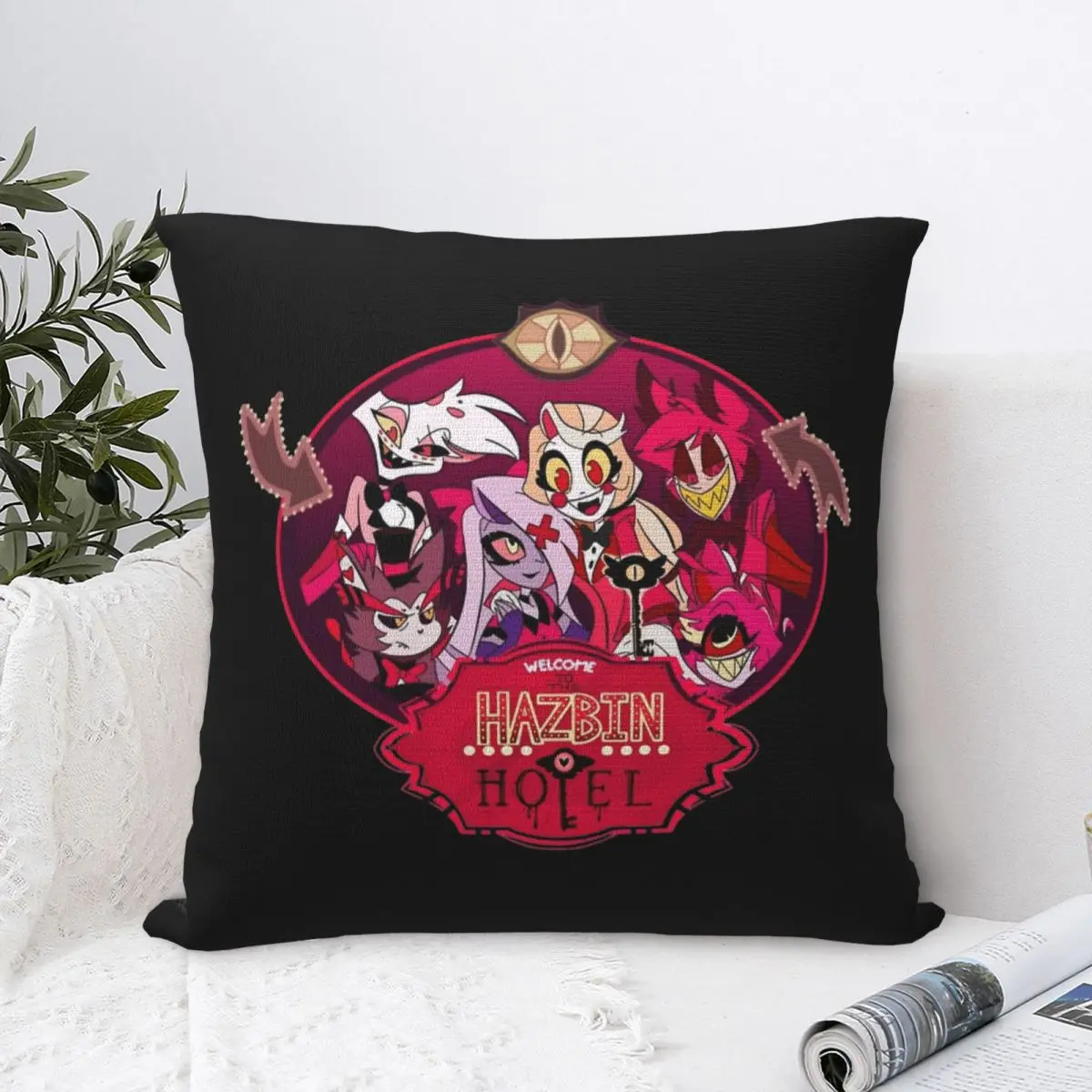 Hazbins Anime Square Pillow Cases Cushion Cover Funny Polyester Decorative Pillowcase for Car 45*45cm